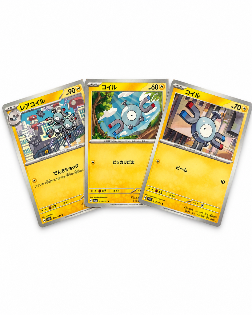 Lote 3 cartas Magnemite Magneton eléctrico metal japonesas
